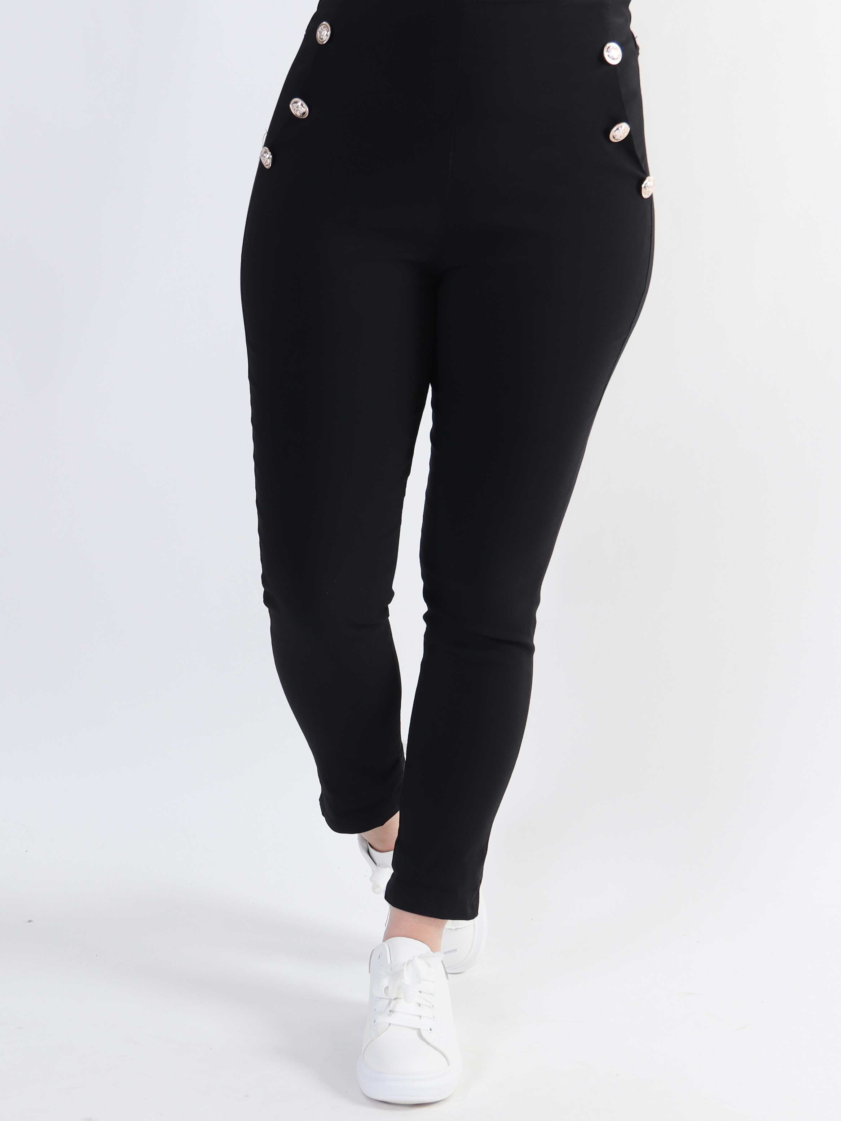 Emma - Leggings med resår i midjan och guldfärgade knappar